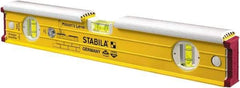 Stabila - 16" Long 3 Vial Spirit Level - Aluminum, Yellow, 2 Plumb & 1 Level Vials - Industrial Tool & Supply