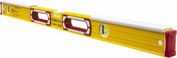 Stabila - 36" Long 3 Vial Spirit Level - Aluminum, Yellow, 2 Plumb & 1 Level Vials - Industrial Tool & Supply