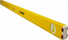 Stabila - 48" Long 3 Vial Spirit Level - Aluminum, Yellow, 2 Plumb & 1 Level Vials - Industrial Tool & Supply