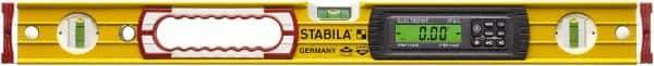 Stabila - 24" Long 3 Vial Box Beam Level - Aluminum, Yellow, 2 Plumb & 1 Level Vials - Industrial Tool & Supply