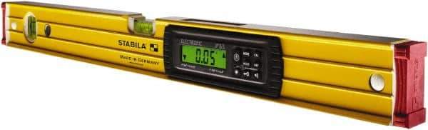 Stabila - Magnetic 24" Long 3 Vial Box Beam Level - Aluminum, Yellow, 1 Plumb & 1 Level Vial - Industrial Tool & Supply