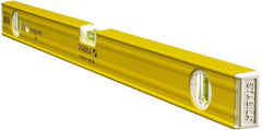 Stabila - 24" Long 3 Vial Box Beam Level - Aluminum, Yellow, 2 Plumb & 1 Level Vials - Industrial Tool & Supply