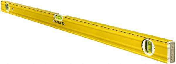 Stabila - 48" Long 3 Vial Box Beam Level - Aluminum, Yellow, 2 Plumb & 1 Level Vials - Industrial Tool & Supply
