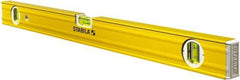 Stabila - 24" Long 3 Vial Box Beam Level - Aluminum, Yellow, 2 Plumb & 1 Level Vials - Industrial Tool & Supply