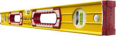 Stabila - 24" Long 3 Vial Box Beam Level - Aluminum, Yellow, 2 Plumb & 1 Level Vials - Industrial Tool & Supply