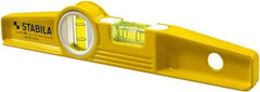 Stabila - Magnetic 10" Long 2 Vial Torpedo Level - Die Cast, Yellow, 1 Plumb & 1 Level Vial - Industrial Tool & Supply