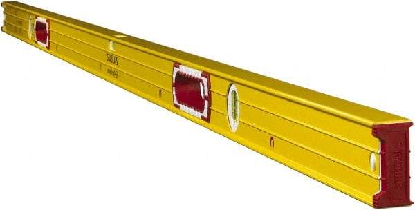 Stabila - Magnetic 78" Long 3 Vial Box Beam Level - Aluminum, Yellow, 2 Plumb & 1 Level Vials - Industrial Tool & Supply