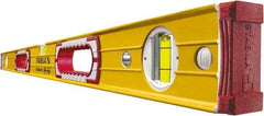 Stabila - Magnetic 32" Long 3 Vial Box Beam Level - Aluminum, Yellow, 2 Plumb & 1 Level Vials - Industrial Tool & Supply