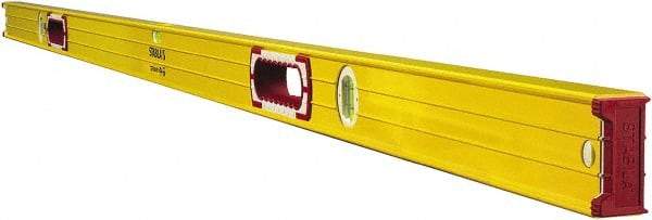 Stabila - 72" Long 3 Vial Box Beam Level - Aluminum, Yellow, 2 Plumb & 1 Level Vials - Industrial Tool & Supply