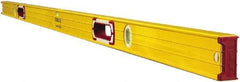 Stabila - 59" Long 3 Vial Box Beam Level - Aluminum, Yellow, 2 Plumb & 1 Level Vials - Industrial Tool & Supply