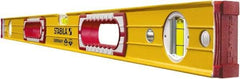 Stabila - 48" Long 3 Vial Box Beam Level - Aluminum, Yellow, 2 Plumb & 1 Level Vials - Industrial Tool & Supply