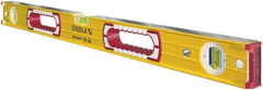 Stabila - 36" Long 3 Vial Box Beam Level - Aluminum, Yellow, 2 Plumb & 1 Level Vials - Industrial Tool & Supply