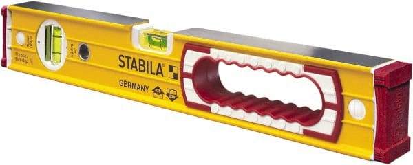 Stabila - 16" Long 2 Vial Box Beam Level - Aluminum, Yellow, 1 Plumb & 1 Level Vial - Industrial Tool & Supply