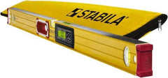 Stabila - 48" Long 3 Vial Box Beam Level - Aluminum, Yellow, 2 Plumb & 1 Level Vials - Industrial Tool & Supply