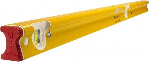Stabila - 48" Long 3 Vial R-Beam Level - Aluminum, Yellow, 2 Plumb & 1 Level Vials - Industrial Tool & Supply
