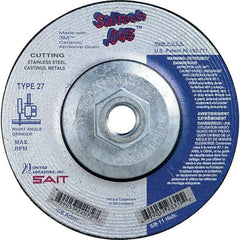 Sait - 5" Wheel Diam, Type 27 Depressed Center Wheel - Extra Coarse Grade, Ceramic, S Hardness, 12,200 Max RPM - Industrial Tool & Supply