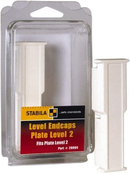 Stabila - Level Replacement End Cap Mount - White, Use with 106T & 106TM Series Levels - Industrial Tool & Supply