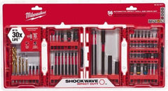 Milwaukee Tool - 56 Piece, Drill & Drive Set - 1/16 to 1/4" Hex, Multi-Purpose Tool Kit Kit, 1/4" Drive, Phillips, Torx, Magnetic Bit Holder, 1/4" Drive Bits Point - Industrial Tool & Supply