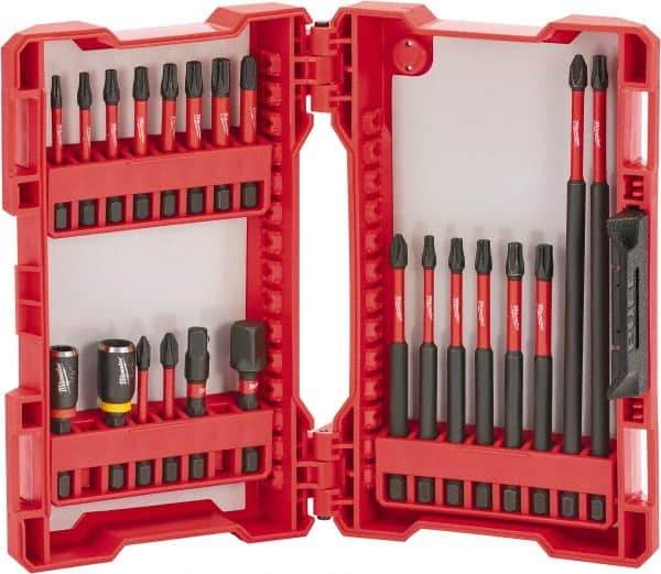 Milwaukee Tool - 22 Piece, Drive Set - Multi-Purpose Tool Kit Kit, 1/4" Drive, Phillips, Torx, Magnetic Bit Holder Point - Industrial Tool & Supply