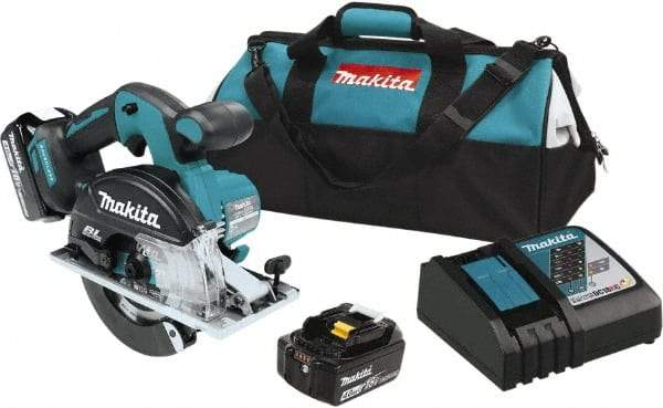 Makita - 18 Volt, 5-7/8" Blade, Cordless Circular Saw - 3,900 RPM, 2 Lithium-Ion Batteries Included - Industrial Tool & Supply