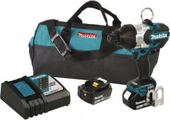 Makita - 7/16" Drive 18 Volt T-Handle Cordless Impact Wrench & Ratchet - 2,200 RPM, 600 Ft/Lb Torque, 2 Lithium-Ion Batteries Included - Industrial Tool & Supply