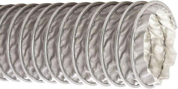Flexaust - 8" ID, 4 Hg Vac Rating, 8.5 psi, Fiberglass Vacuum & Duct Hose - 25' Long, Silver, 5" Bend Radius, -65 to 600°F - Industrial Tool & Supply