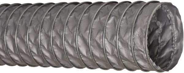 Flexaust - 5" ID, 7 Hg Vac Rating, 8 psi, Fiberglass Vacuum & Duct Hose - 25' Long, Silver, 3-1/2" Bend Radius, -65 to 550°F - Industrial Tool & Supply