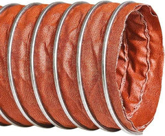 Flexaust - 4" ID, 9 Hg Vac Rating, 16 psi, Fiberglass Vacuum & Duct Hose - 25' Long, Red, 4" Bend Radius, -40 to 1,200°F - Industrial Tool & Supply