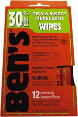 Ben's - 12 Count 30% DEET Towelette - For Ticks, Mosquitos, Disease Carrying Insects - Industrial Tool & Supply