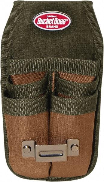Bucket Boss - 1 Pocket Holster - Polyester, Brown & Green, 4-1/2" Wide x 9-1/2" High - Industrial Tool & Supply