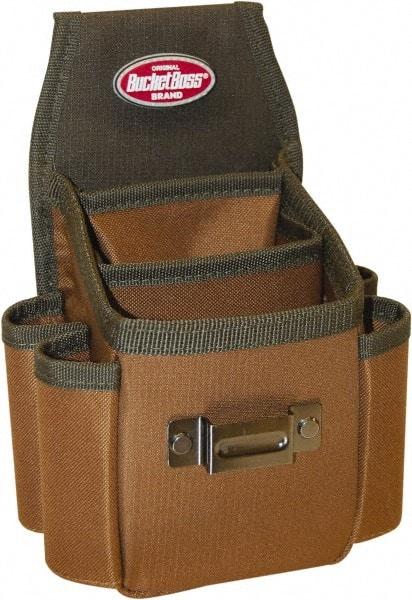 Bucket Boss - 3 Pocket Holster - Polyester, Brown & Green, 6-1/2" Wide x 9-1/2" High - Industrial Tool & Supply