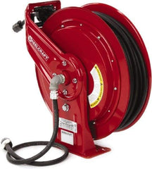 Reelcraft - 12 AWG, 100' Cable Length, Cord & Cable Reel with Outlet End - 1 Outlet, NEMA 5-15R, 15 Amps, 125 Volts, SEOOW Cable, Red Reel, Spring Driven Reel - Industrial Tool & Supply