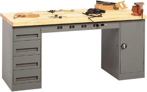 Tennsco - 72 Wide x 30" Deep x 33-1/2" High, Butcher Block Workbench - Fixed Legs, Medium Gray - Industrial Tool & Supply