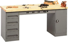 Tennsco - 72 Wide x 30" Deep x 33-1/2" High, Butcher Block Workbench - Fixed Legs, Medium Gray - Industrial Tool & Supply