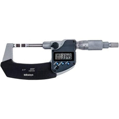Mitutoyo - 0 to 1" Range, 0.00005" Resolution, Blade Throat IP54 Electronic Outside Micrometer - 0.00015" Accuracy, Ratchet Stop Thimble, Carbide-Tipped Face, SR44 Battery - Industrial Tool & Supply
