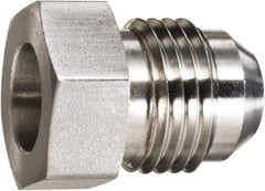 Made in USA - 3/8" Tube OD, 37° Stainless Steel Flared Tube OD Socket - 9/16-18 Weld x Male Flare Ends - Industrial Tool & Supply