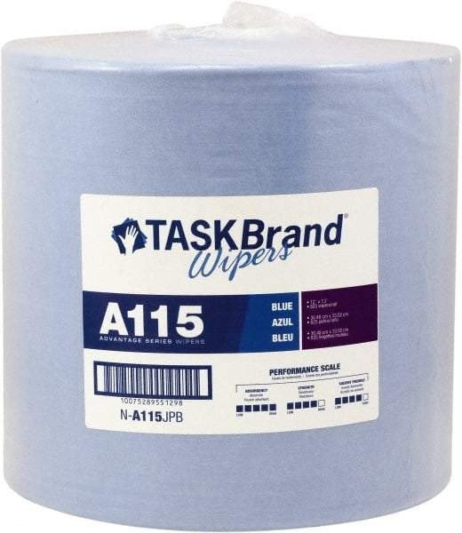 NuTrend Disposables - Dry General Purpose Wipes - Jumbo Roll, 12" x 13" Sheet Size, Blue - Industrial Tool & Supply