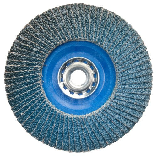 ‎5″ × 5/8″-11 Flap Disc BlueFire Quick Trim Type 27 Plastic Plate 40 Grit - Industrial Tool & Supply