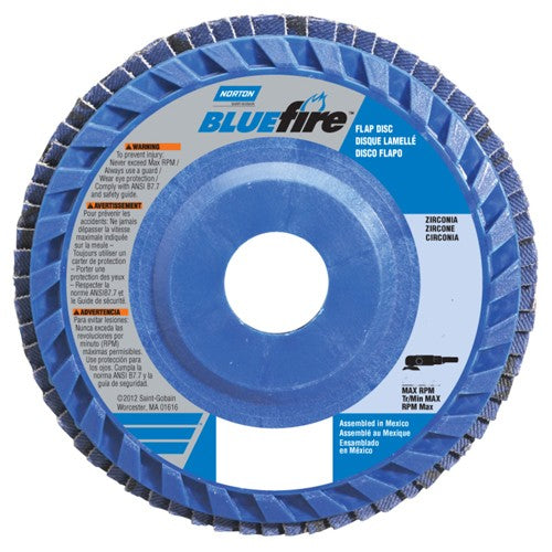 6″ × 7/8″ Flap Disc BlueFire Quick Trim Type 27 Plastic Plate 80 Grit - Industrial Tool & Supply