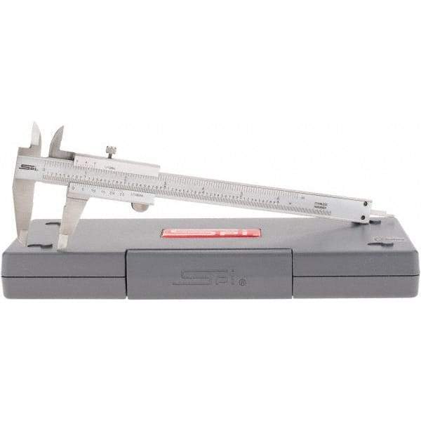 SPI - 0 to 6" Stainless Steel Vernier Caliper - 0.0010" Graduation, 40mm Jaw Depth, 0.001" Accuracy, Includes Depth Measurement Rod & Inside Diam Jaws, Includes NIST Traceability Certificate - Industrial Tool & Supply