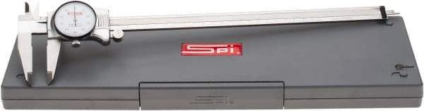 SPI - 0mm to 300mm Range, 0.01 mm Graduation, 1mm per Revolution, Dial Caliper - White Face, 64mm Jaw Length, Accurate to 0.04mm - Industrial Tool & Supply