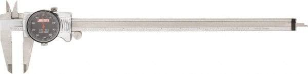 SPI - 0" to 12" Range, 0.001" Graduation, 0.1" per Revolution, Dial Caliper - Black Face, 2.51" Jaw Length, Accurate to 0.0015" - Industrial Tool & Supply