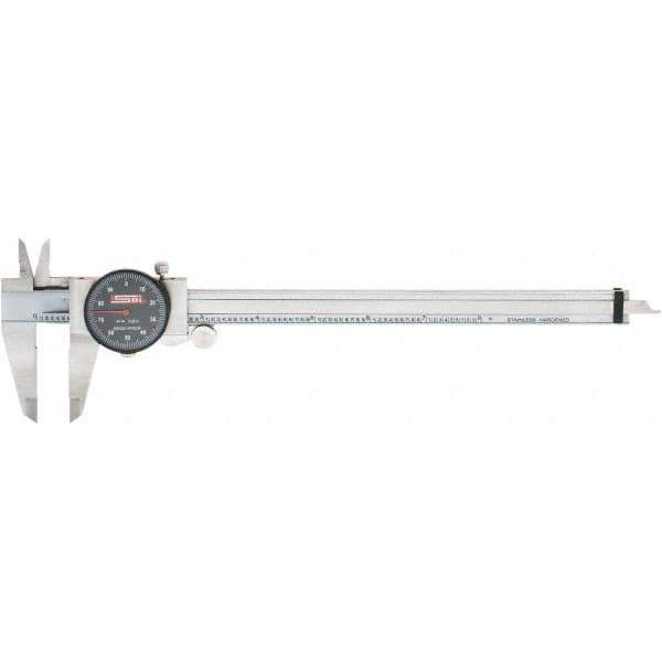 SPI - 0" to 8" Range, 0.001" Graduation, 0.1" per Revolution, Dial Caliper - Black Face, 1.97" Jaw Length, Accurate to 0.0015" - Industrial Tool & Supply