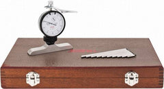 SPI - 0 to 100mm Range, Steel, White Dial Depth Gage - 0.01mm Graduation, 0.02mm Accuracy, 101mm Base Measuring Length - Industrial Tool & Supply