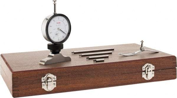 SPI - 0 to 4" Range, Steel, White Dial Depth Gage - 0.001" Graduation, 0.002" Accuracy, 2-1/2" Base Measuring Length - Industrial Tool & Supply