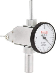 SPI - 0.02" Range, 0.0005" Dial Graduation, Vertical Dial Test Indicator - 1-1/4" White Dial, 0-10-0 Dial Reading, Accurate to 0.0005" - Industrial Tool & Supply