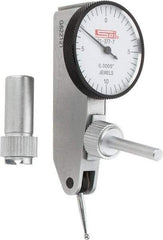 SPI - 0.02" Range, 0.0005" Dial Graduation, Horizontal Dial Test Indicator - 1-1/4" White Dial, 0-10-0 Dial Reading, Accurate to 0.0005" - Industrial Tool & Supply