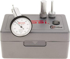 SPI - 0.2mm Range, 0.002mm Dial Graduation, Vertical Dial Test Indicator - 32mm White Dial, 0-100-0 Dial Reading, Accurate to 0.004mm - Industrial Tool & Supply
