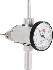 SPI - 0.5mm Range, 0.01mm Dial Graduation, Vertical Dial Test Indicator - 32mm White Dial, 0-25-0 Dial Reading, Accurate to 0.013mm - Industrial Tool & Supply