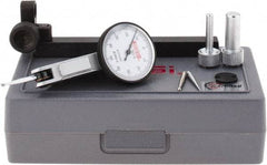 SPI - 8 Piece, 0mm to 1mm Measuring Range, 32mm Dial Diam, 0-50-0 Dial Reading, White Dial Test Indicator Kit - 0.013mm Accuracy, 21.5mm Contact Point Length, 2mm Ball Diam, 0.01mm Dial Graduation - Industrial Tool & Supply